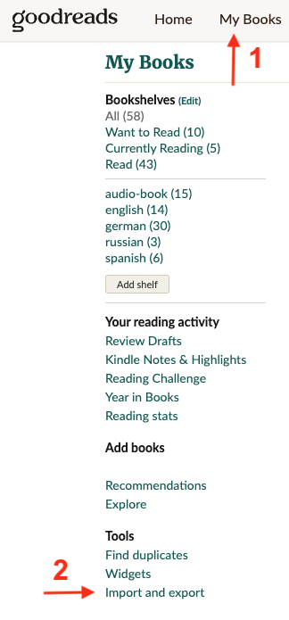 My Books section with highlighted navigation