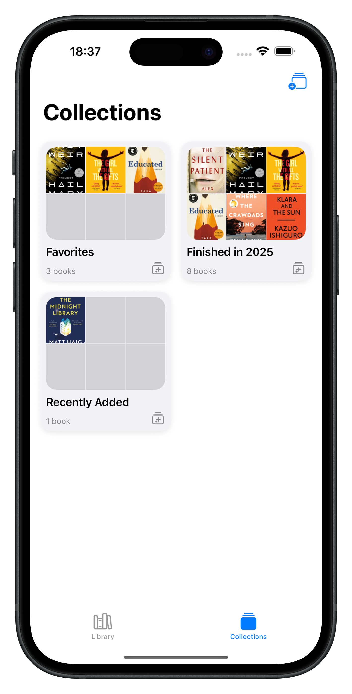 MiniLib smart collections automatically organizing books